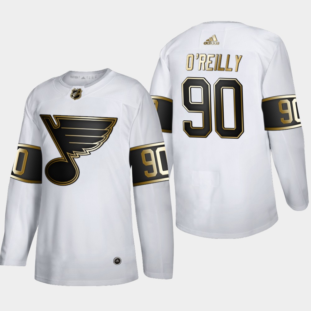 Men St. Louis Blues 90 Ryan OReilly Adidas White Golden Edition Limited Stitched NHL Jersey